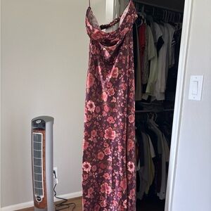 Altar'd State Floral Maxi Dress with Pink and Burgundy